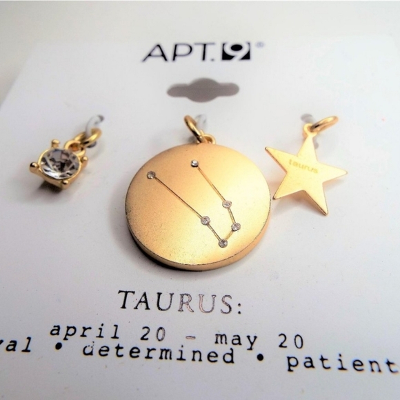 Apt 9 Taurus Zodiac Charms 3 Piece Set - Picture 3 of 4
